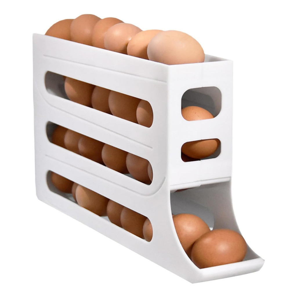 Porta Ovos Suporte Rolante Organizador Geladeira Dispenser Rolante 4 Andares Organizador