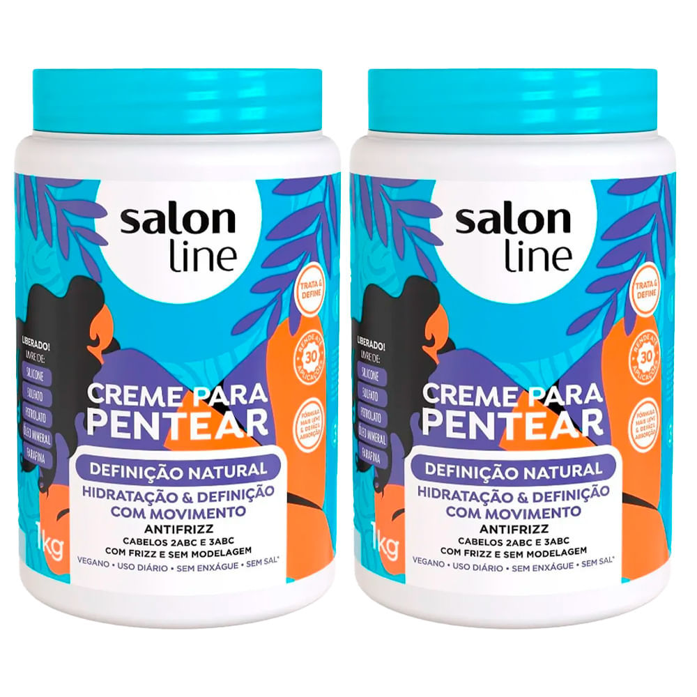 Kit Creme Para Pentear Salon Line Definição Natural 1Kg - 2 Unidades em Oferta na Shopee