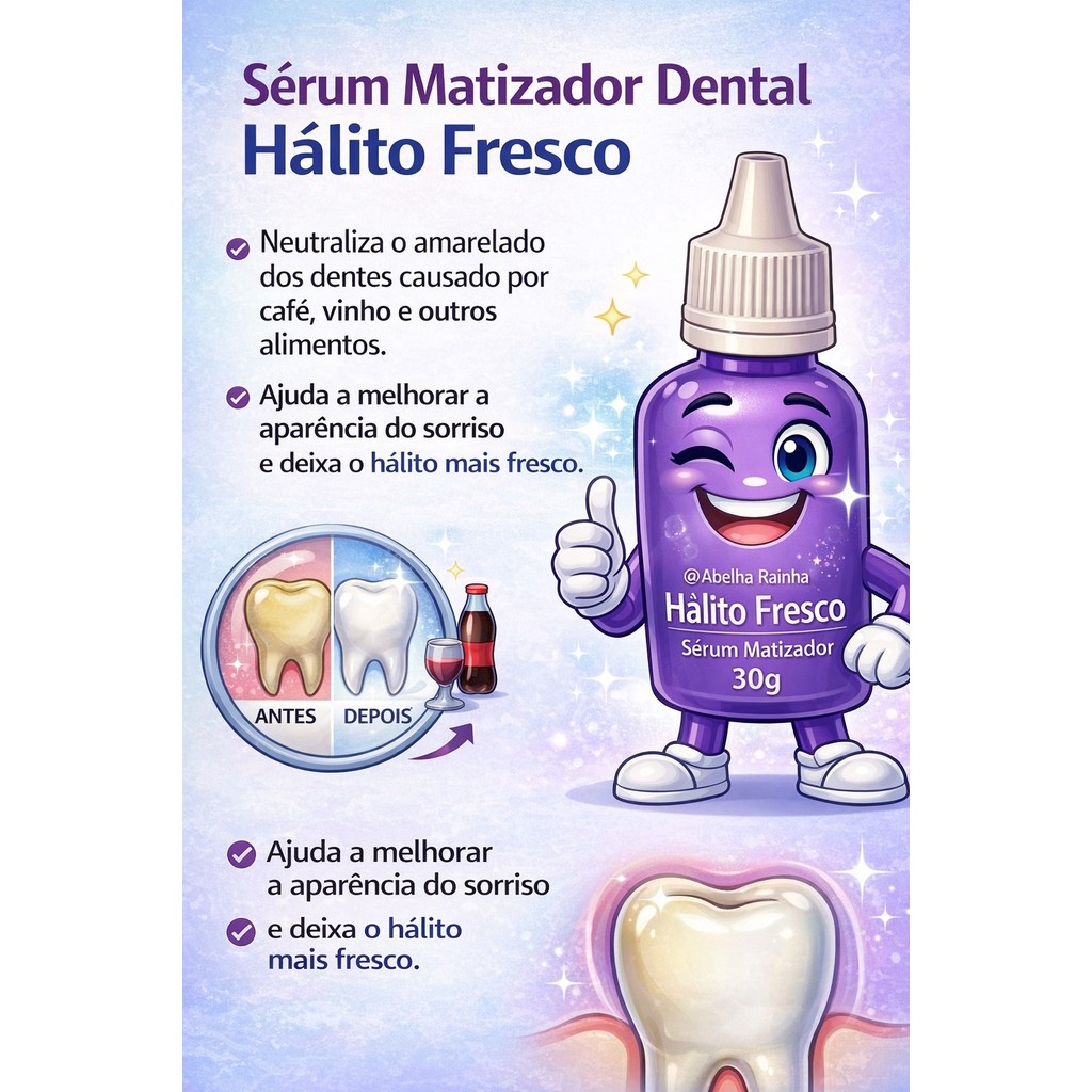 Matizador Dental 30ml Dentes Brancos Hálito Fresco em Oferta na Shopee