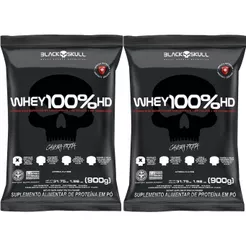 Kit 2X Whey 100% HD - 900g Refil Chocolate - Black Skull