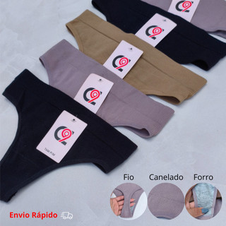 Kit Calcinha Canelada IMPORTADA Leve Academia Treino Fio Confortável com Cós Alto Modeladora Feminina Não Marca Legging