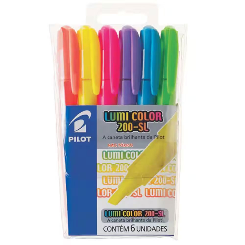 Pincel marca texto 200-SL Lumi Color 6 cores Pilot