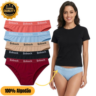 Kit 5 Calcinha Cintura e Cos Alto 100% Algodão Cotton Envio Imediato Elastico reforçado Cintura Alta Lingerie LOBACK em Oferta na Shopee