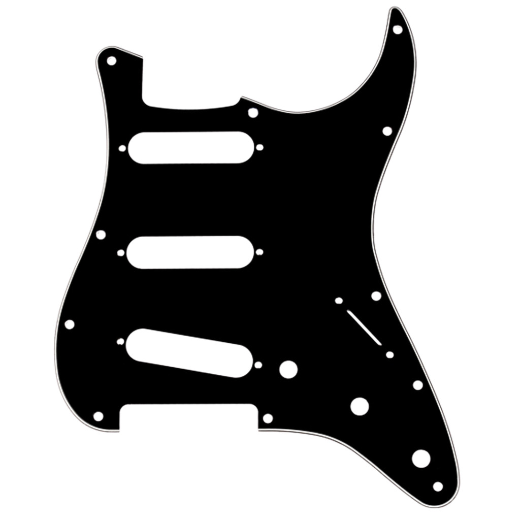 Escudo Guitarra Preto Stratocaster SSS Single 11 Furos Pickguard Guitarra Fender Strato 3 Camadas