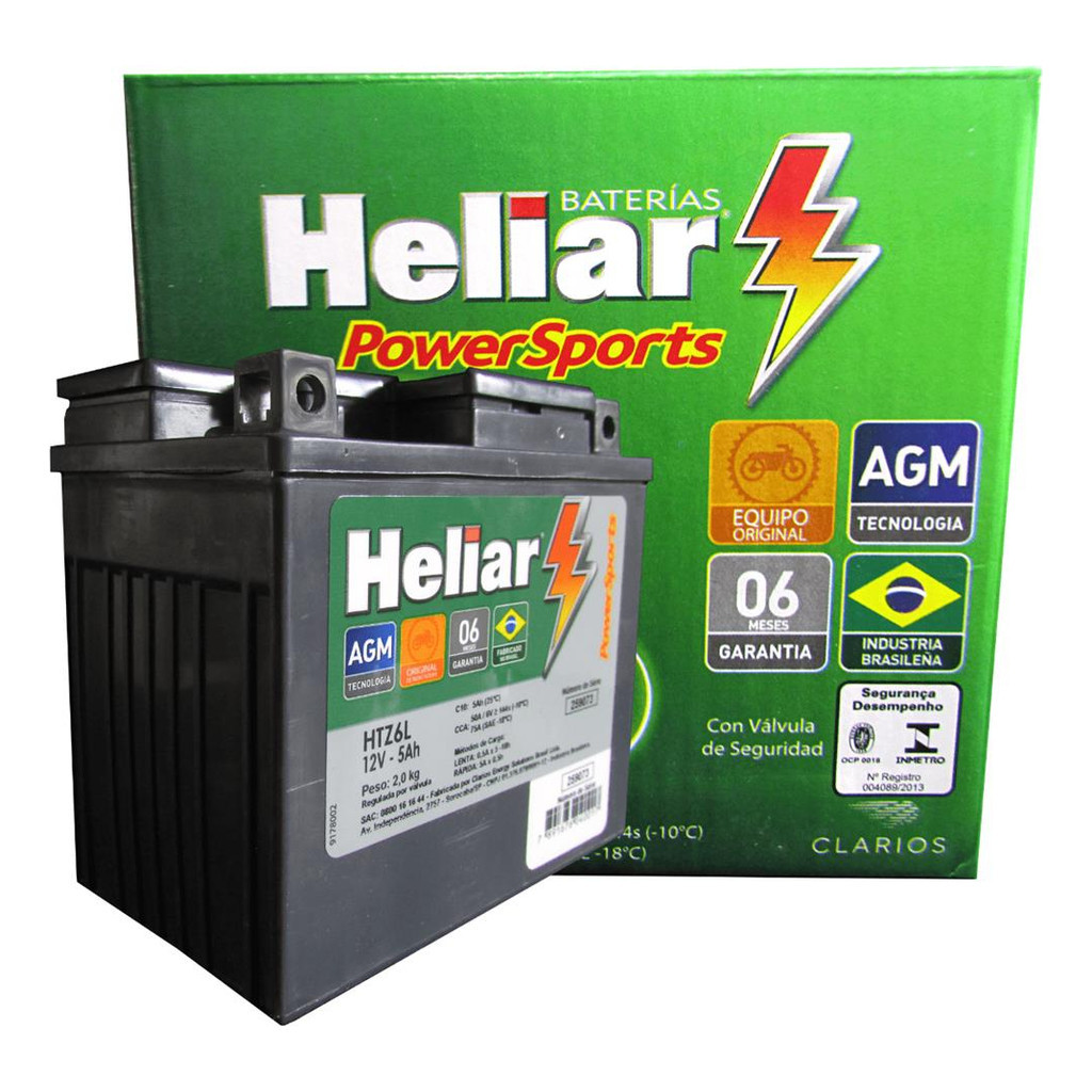 Bateria Original Heliar Htz6l 12v 5ah Cg150/biz125/bros em Oferta na Shopee