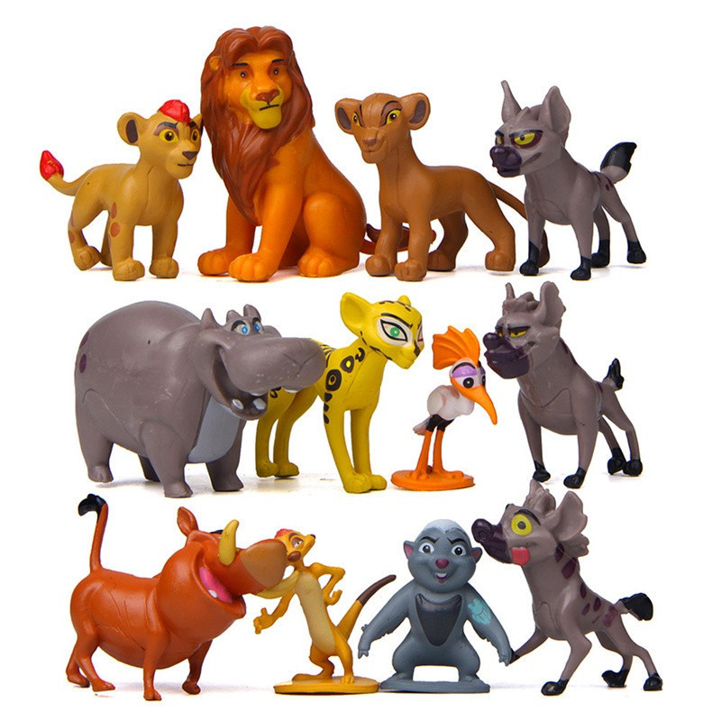 12pcs/conjunto Filme da Disney O Rei Leão Simba Nana Pumbaa Timon Mufasa Scar Zazu Figuras de Ação de Anime Brinquedos M