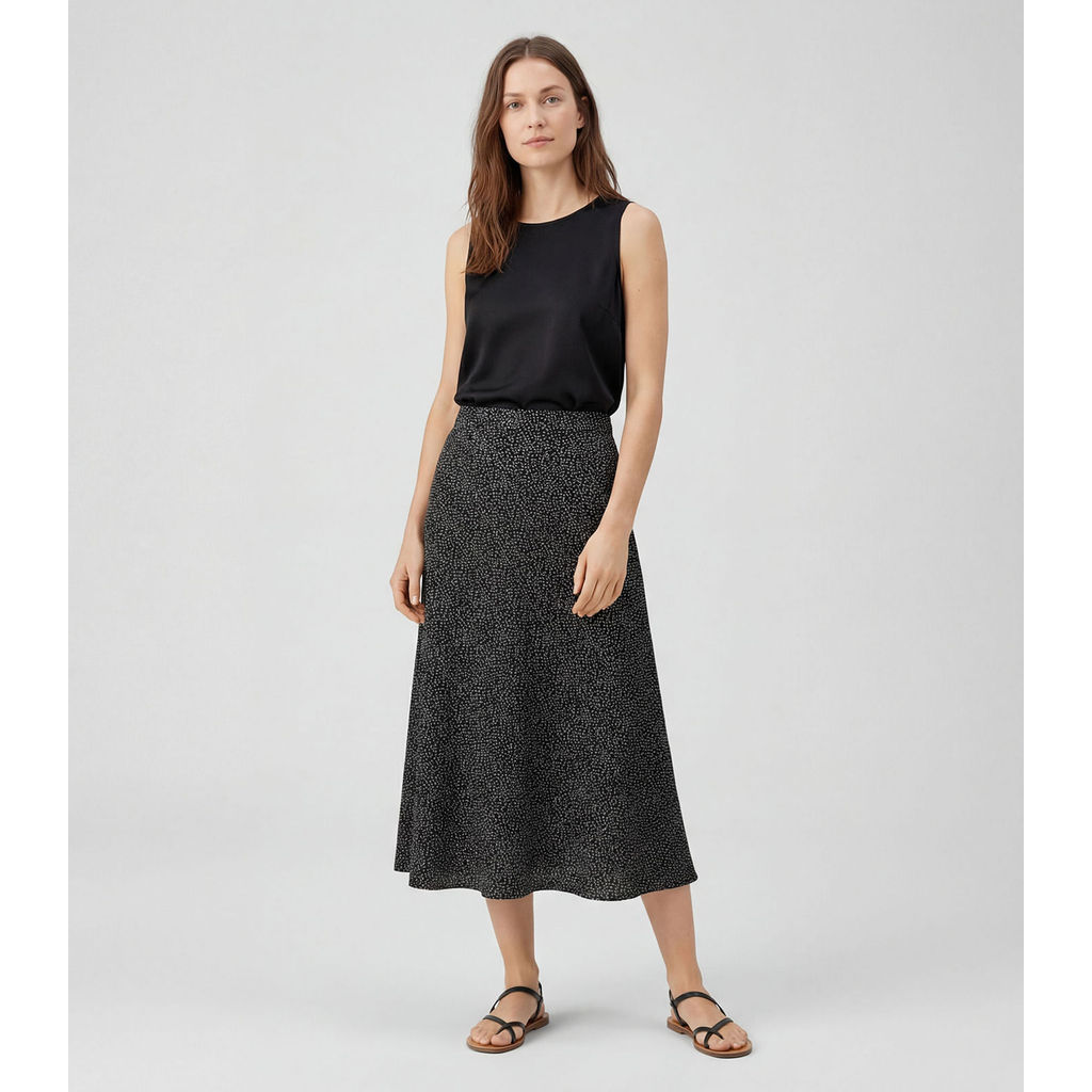 Saia Midi Com Recorte Nas Costas Infinita Cor Preto em Oferta na Shopee