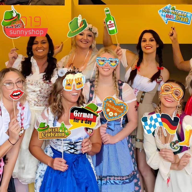 [Bestseller S] Alemanha Acessórios Favores De Festa Festival De Cerveja Selfie Adereços 30 Peças Tradicionais Coloridos 