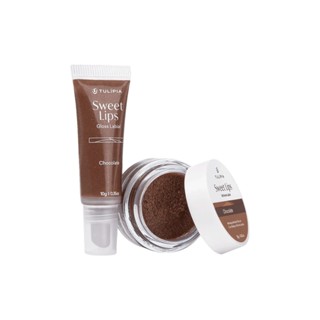 Kit Gloss + Esfoliante Labial Sweet Lips Tulípia Chocolate em Oferta na Shopee