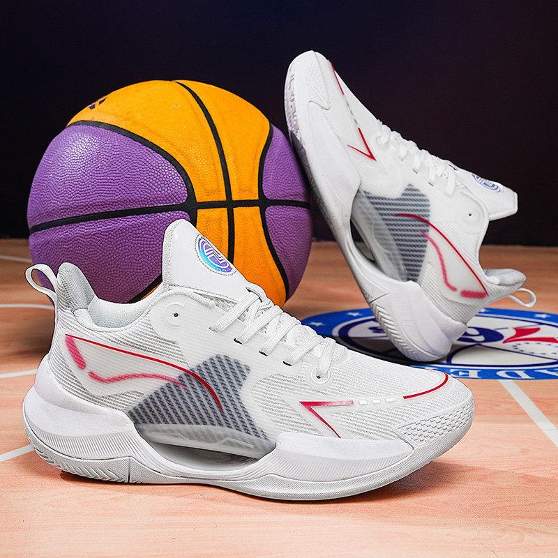 Ultra-leve V2 tênis de basquete masculino primeiro ano fricção branca com som absorção de choque placa de carbono antide