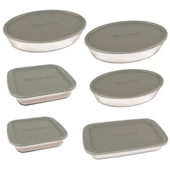 Conjunto de Assadeiras em Vidro com Tampa Plástica 6 Peças Marinex