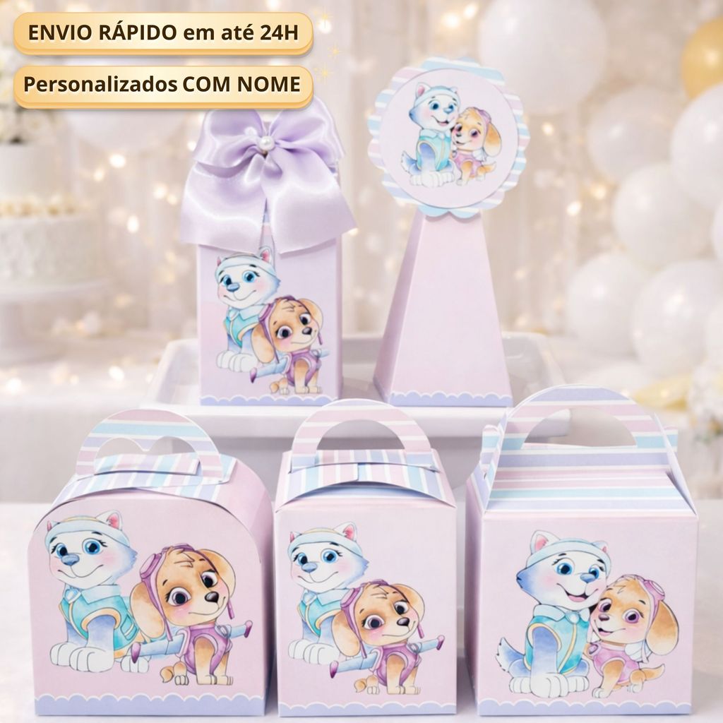 Personalizados Skye Everest Aquarela Desmontada Caixinha Lembrancinha Kit Festa Patrulha Canina