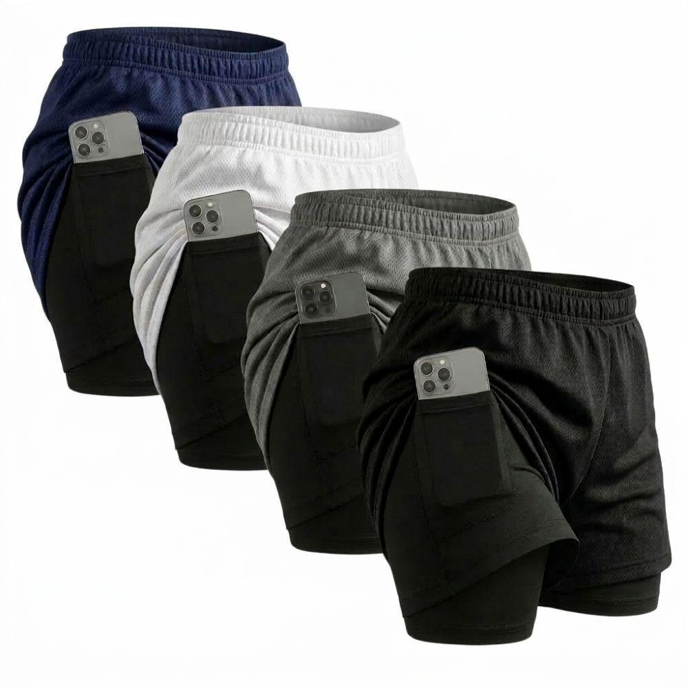 Shorts Feminino 2 em 1 Compressão Academia Corrida Fitness Conforto