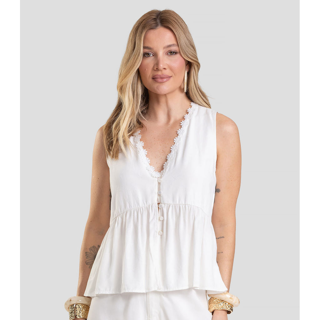 Regata Feminina em Tecido de Viscose Dianna Bege