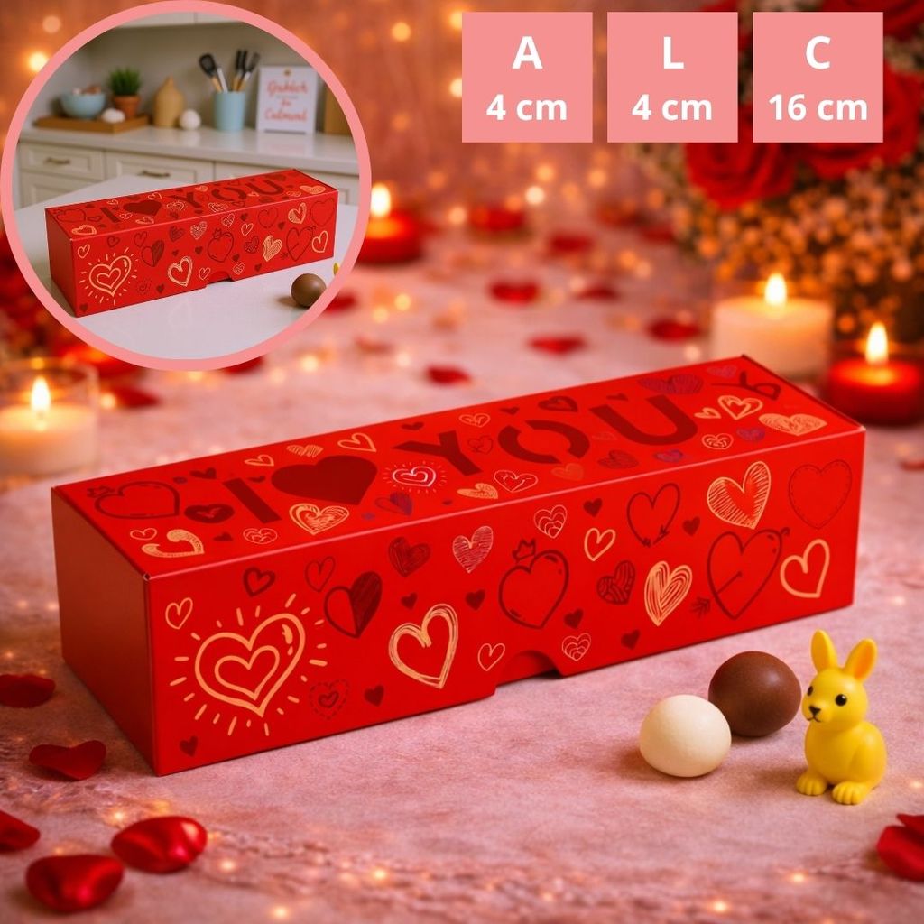 10 CAIXA 4 DOCES I LOVE YOU COM AMOR 16X4X4CM 5974 ( DIA DOS NAMORADOS IDEIA 2026 ) — imagem 2 de 2