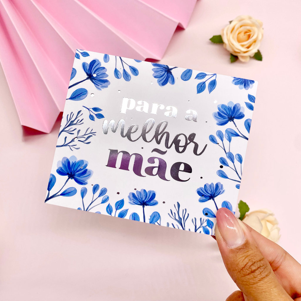 Postal Hot Stamping Prata "Melhor Mãe" - Coleção Dia das Mães