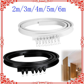 Trilho de cortina de teto flexível dobrável (branco ou preto) 5 comprimentos disponíveis