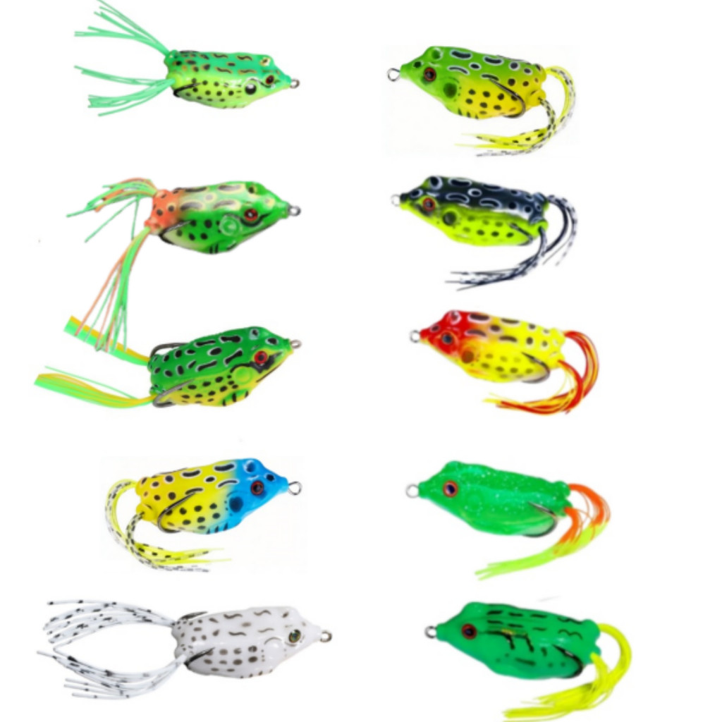 Conjunto 10 Pçs Iscas Sapo Sapinho 5cm/9g + Estojo Protector, Anzol Incluso, Design Anti Enrosco para Pescaria Esportiva