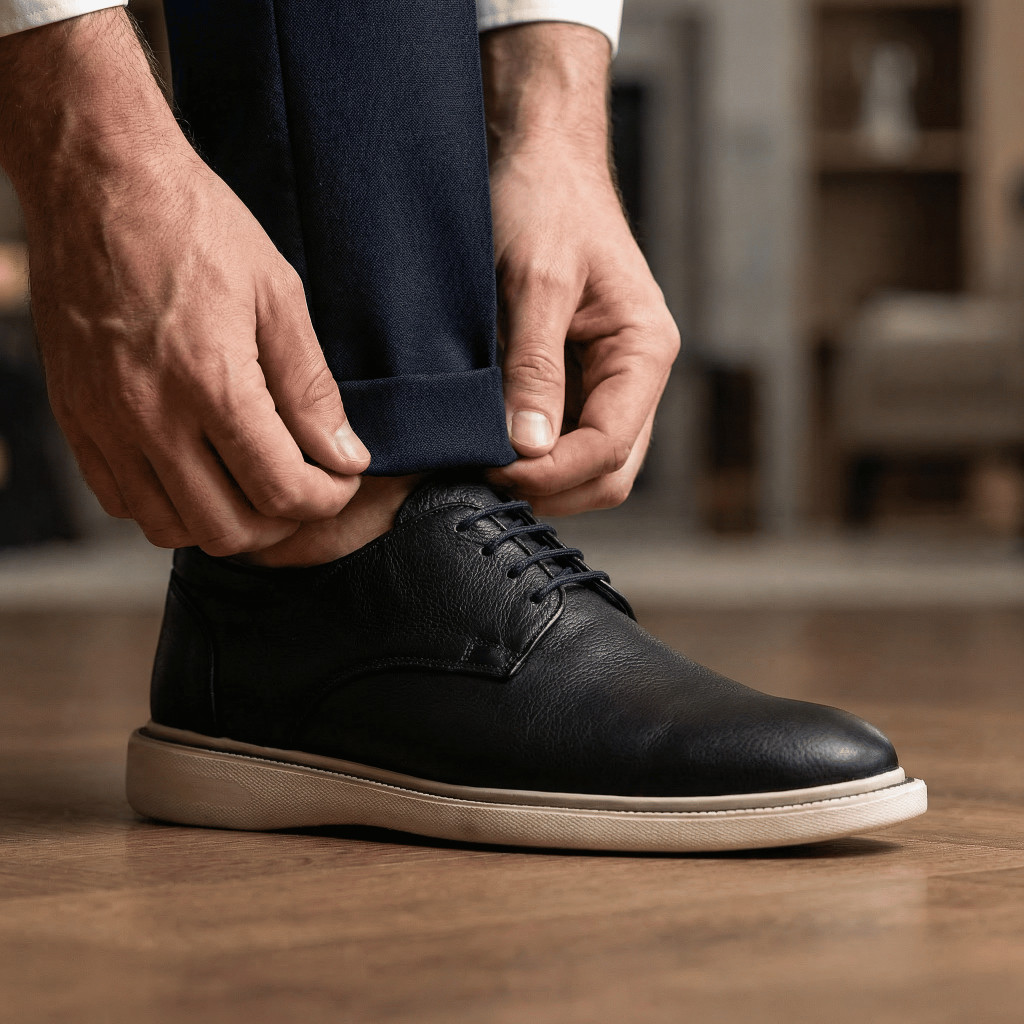 Sapato Masculino Oxford Derby Em Couro Legítimo Calçado Casual Social Confortável Macio Elegante Para o Dia a Dia