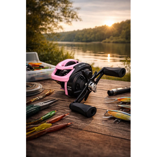 Carretilha De Pesca Ávila Pink 2+1 Rolamentos Drag 5kgs Esq Preto Rosa Esquerdo