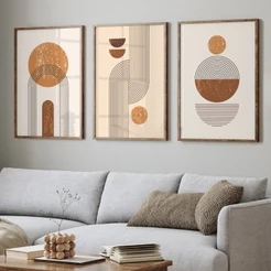 QUADRO DECORATIVO ABSTRATO GEOMÉTRICO LINHAS FORMAS PARA SALA, QUARTO, ESCRITÓRIO 50x75 e 60x90