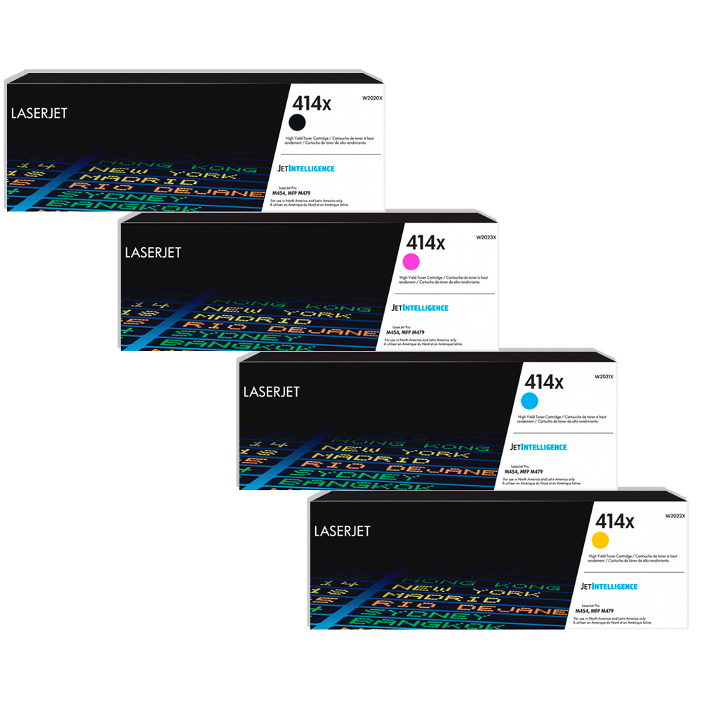 Kit Cartucho de Toner 414X W2020 W2021 W2022 W2023 para M454DW M479FDW 7.500 Preto 6.000 Cores HP