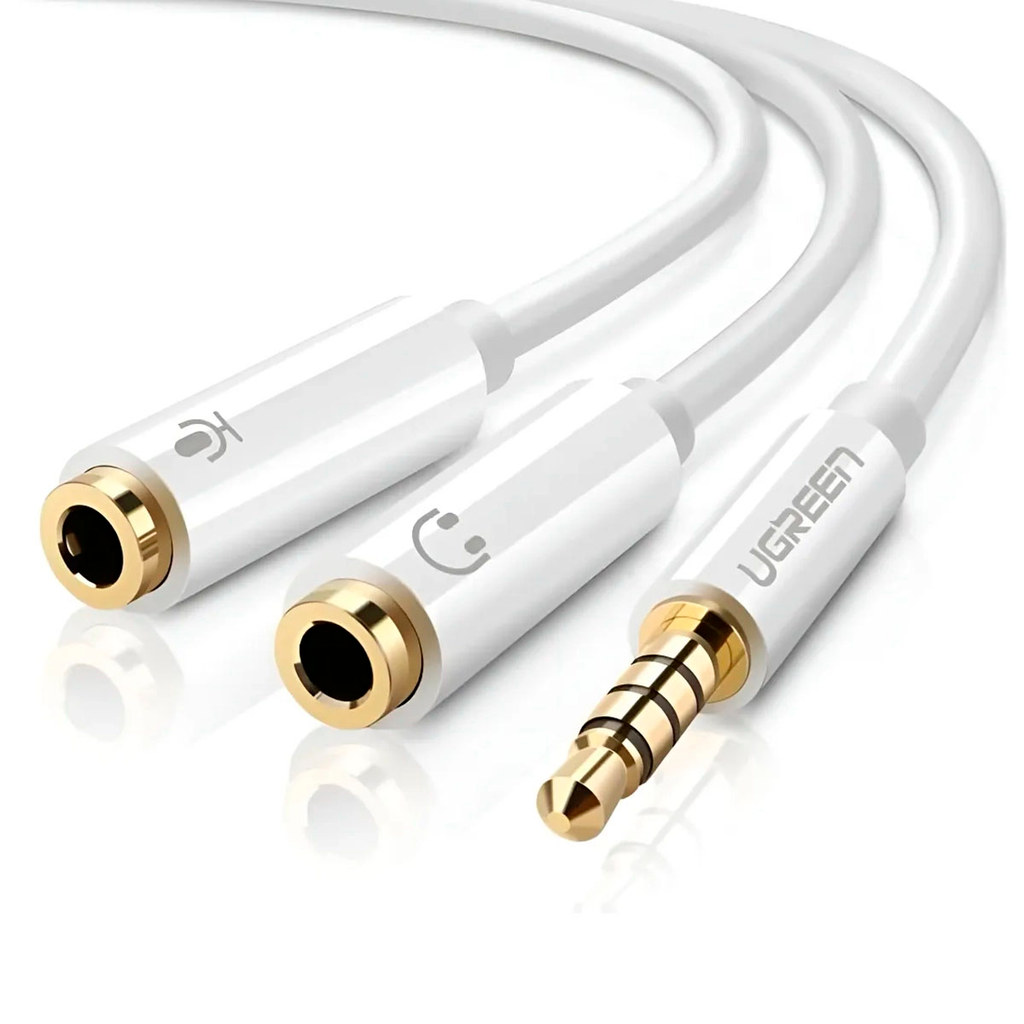 ADAPTADOR UGREEN P3 MACHO PARA P2 FEMEA 20CM AV141 BRANCO - 10789