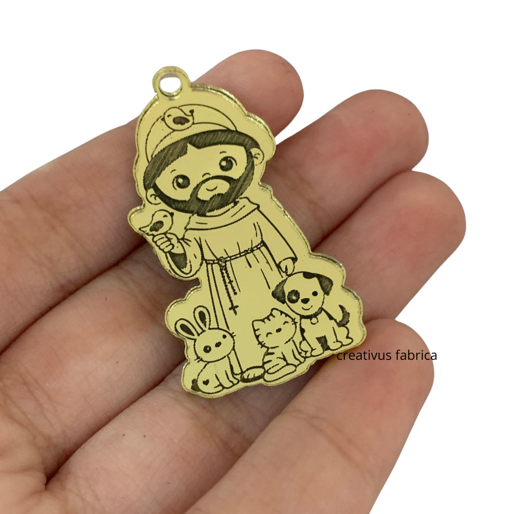 Apliques Acrílico Espelhado  São Francisco de Assis Dourado/Prata/Rosé APLIQUE ACRÍLICO