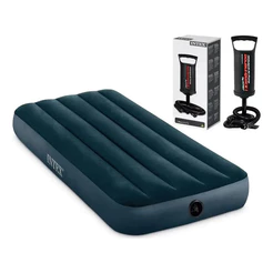 Colchão Inflável Solteiro Dura Beam Intex C/ Bomba Inflar Cor Azul Azul-escuro