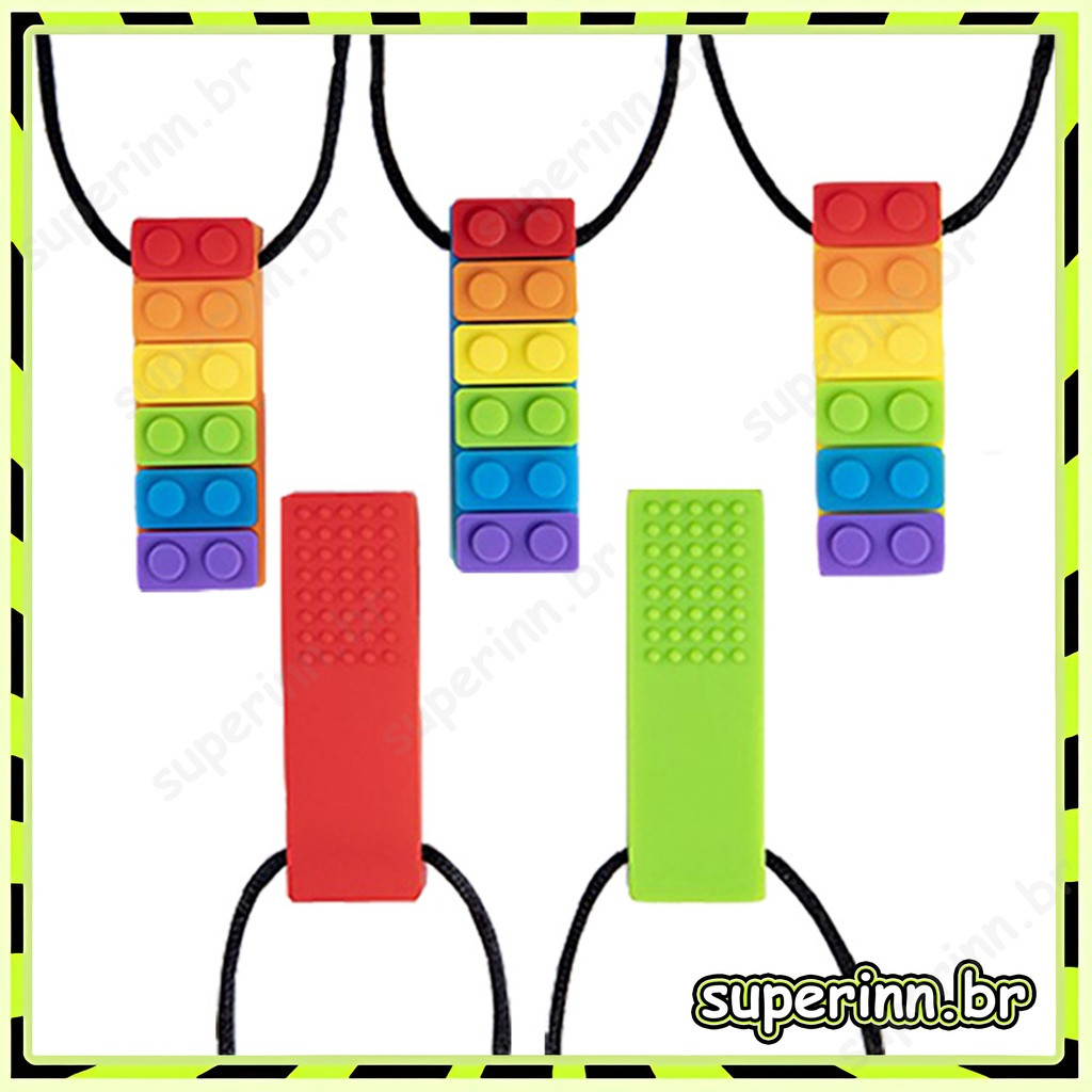 Colar Sensorial para Dentição / Colar de Silicone para Bebês / Ferramentas de Terapia de Mastigação para Crianças / Brin
