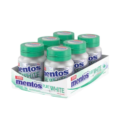 Gomas de Mascar, Sem Açúcar, Sabor de Hortelã, Display, Mentos, Pure White Spearmint - 336 g | 6 Unidades
