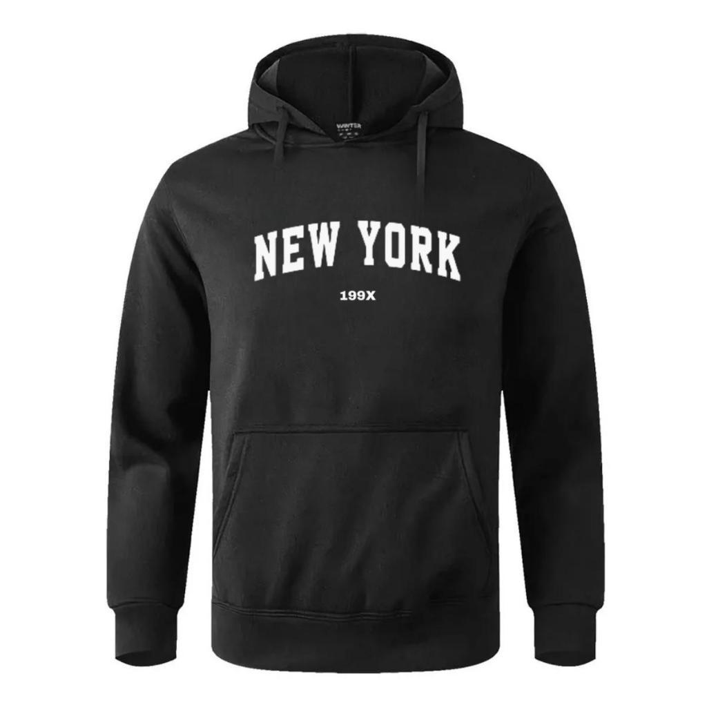 Moletom Feminino blusa de frio NEW YORK Canguru Capuz Slim casaco feminino Flash