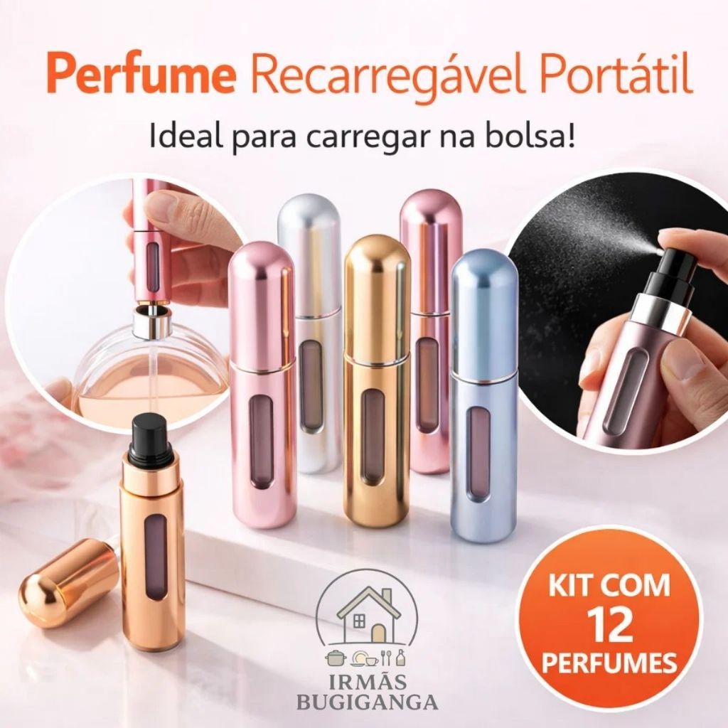 Kit 3/6/9/12 Mini Frasco De Spray Perfume Recarregável Portátil De Viagem Para Perfumes 5ml