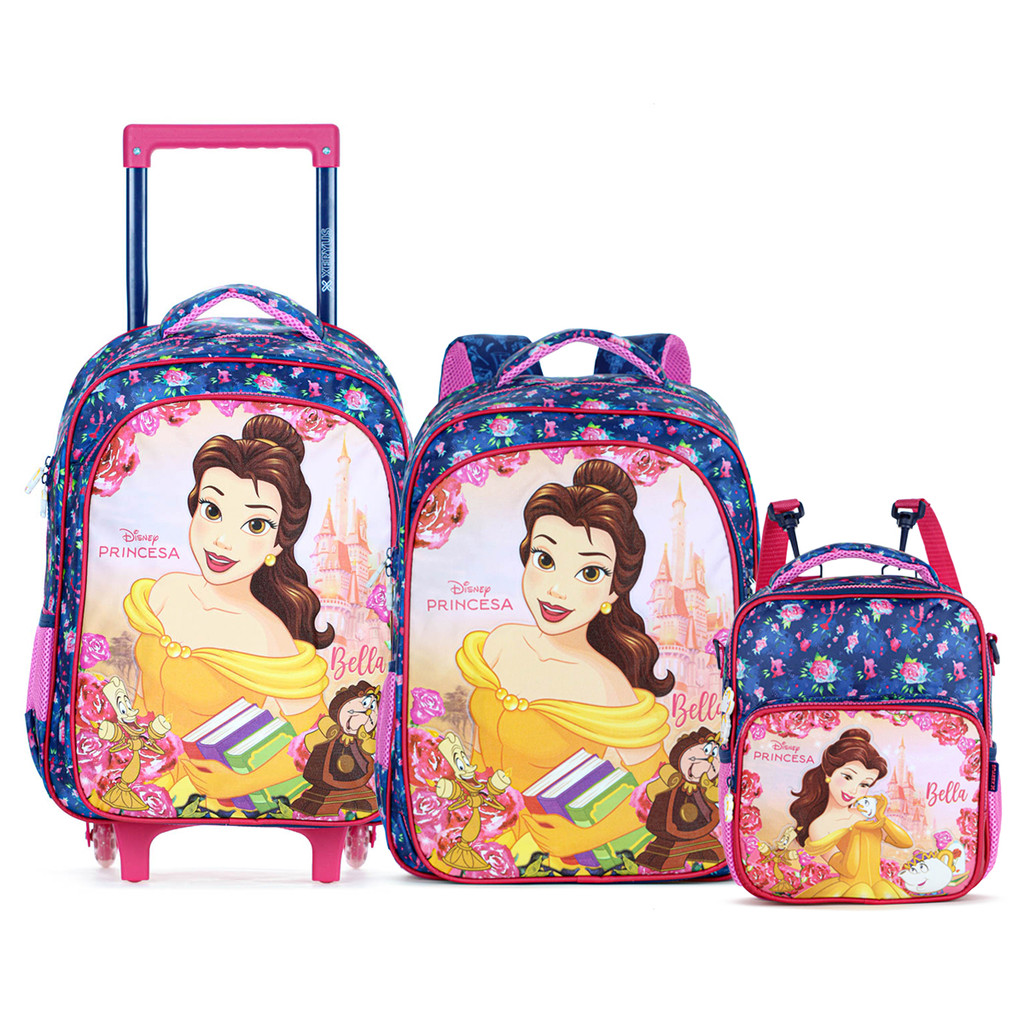 Kit Mochila Com Rodas 16 14710 + Mochila 16 14712 + Lancheira Princesa Bella