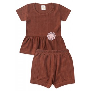 Conjunto Infantil Feminino Verão · Blusa com flor e Short Confortável