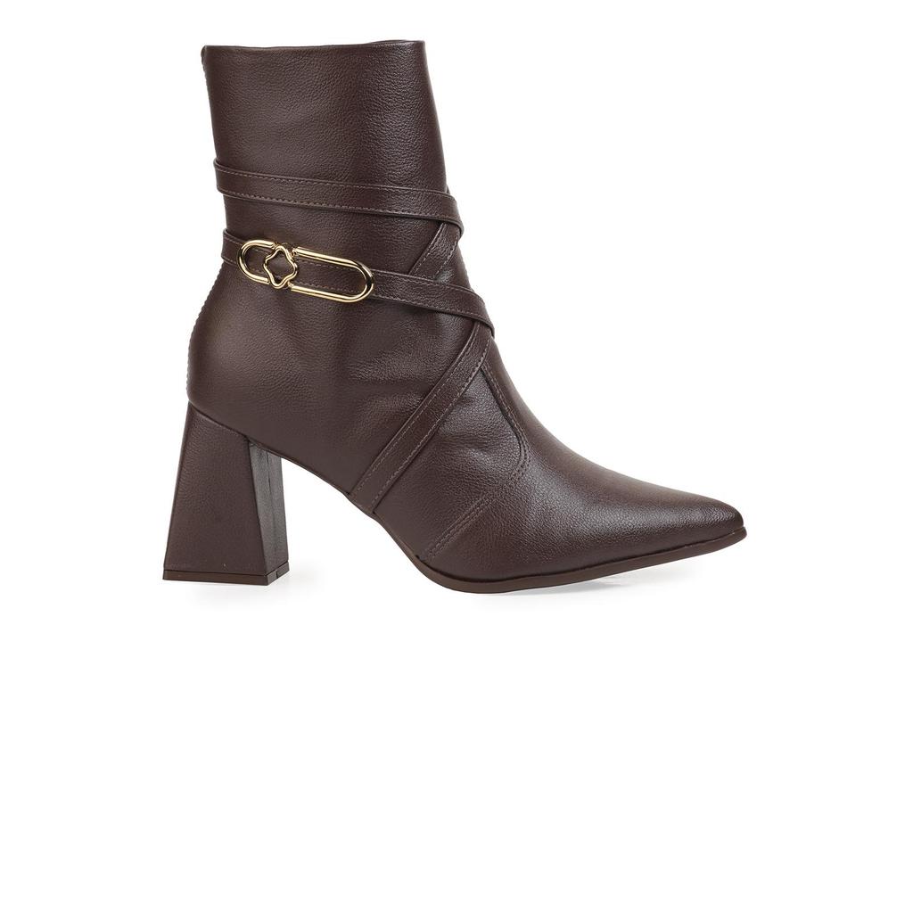 Bota Bebecê Cano Curto Tiras Salto Bloco Conforto em Oferta na Shopee