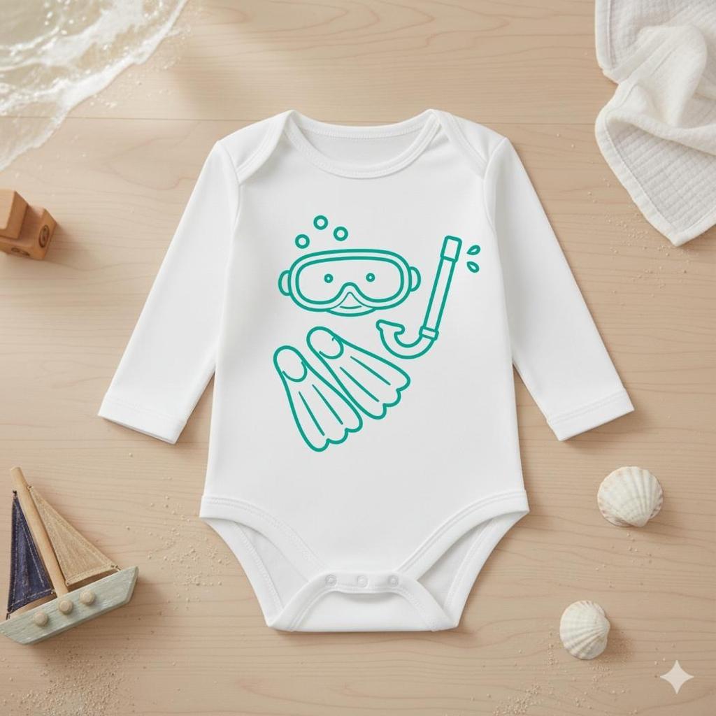 Body Bebê Infantil Proteção UV50+ Manga Longa Estampa Mergulho Natação