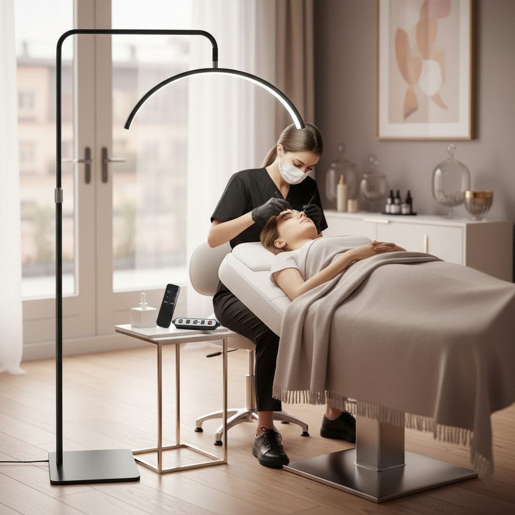 Luminária Arco Meia Lua Com Base De Chão Uso Para Estética