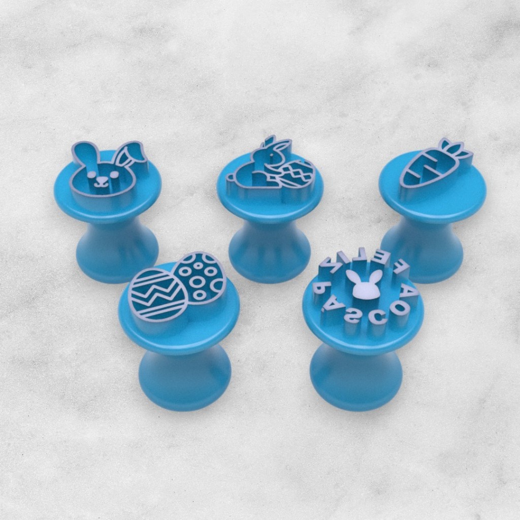 Kit 5 Carimbo para Brigadeiro Docinhos Festa - Pascoa Coelho Cenoura - Feliz Pascoa