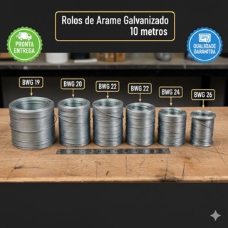 ARAME GALVANIZADO LISO BWG EM ROLINHO DE 10 METROS CADA em Oferta na Shopee
