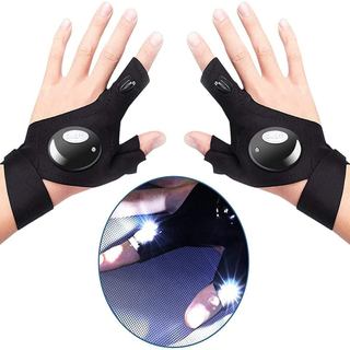 1par/2par Luvas de pesca nocturna ao ar livre LED luvas de iluminação de reparação de meio dedo, esquerda + direita