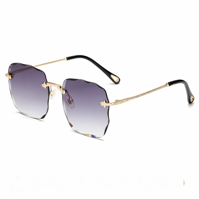 Óculos de Sol Quadrados Vintage Sem Armação para Mulheres, Óculos de Sol de Luxo e Moda, Óculos de Sol Oversized Feminin