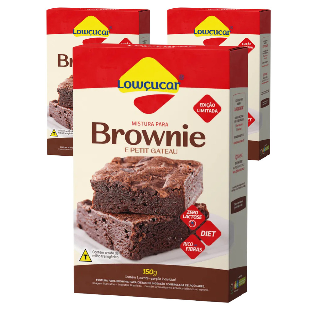 Kit com 3 Pó para Preparo Brownie 150g - Lightsweet