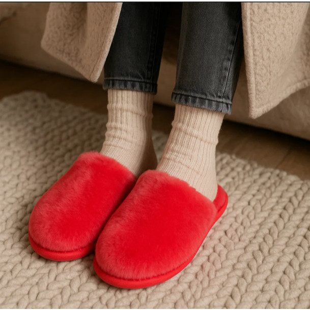Pantufa tipo sandália bota tênis em pelúcia para aquecer pés no inverno
