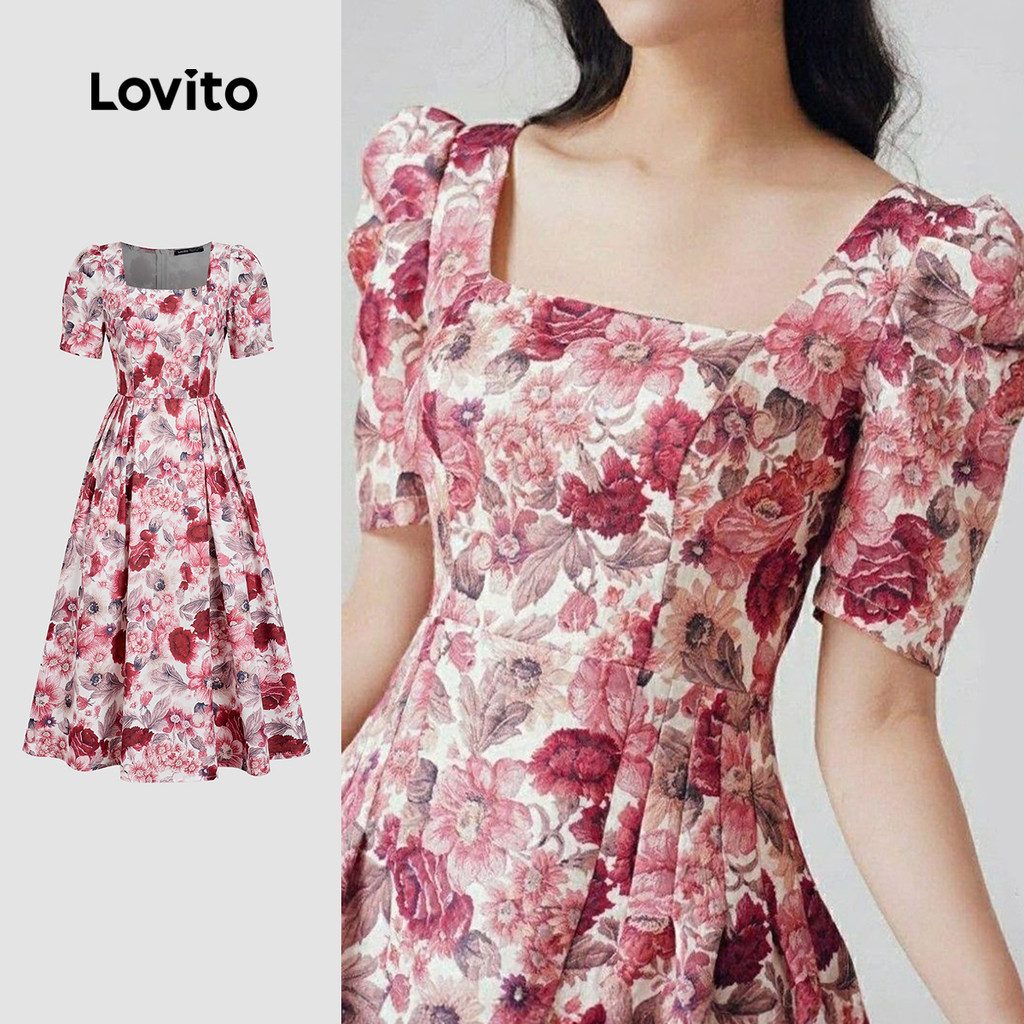 Lovito Vestido Casual Plissado Vestido Primavera/verão para Mulheres L171ED1037