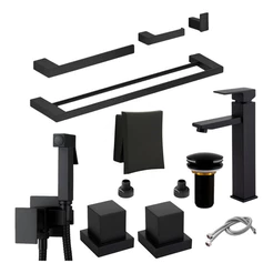 Kit Para Banheiro Preto Luxo Padrão Docol Com Hydra E Ducha Preto