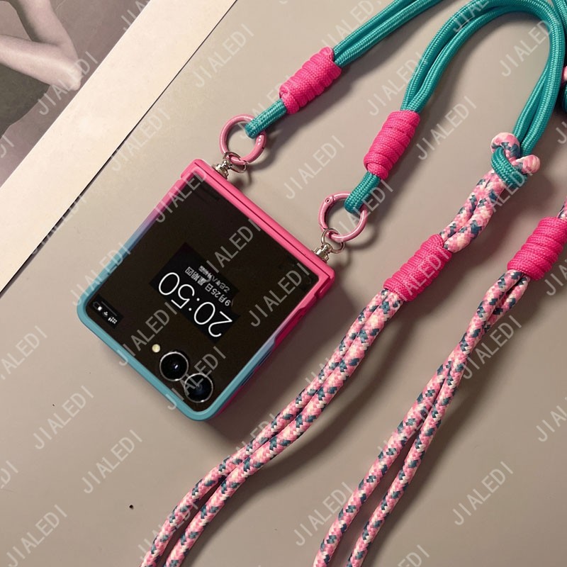 Crossbody Cordão Gradiente Cor Dobradiça Caso De Telefone Para Motorola Razr 70 
