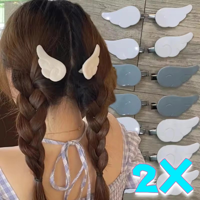 2 Pçs Moda Coreana Anjo Asa Grampos De Cabelo Bonito Asas Japonesas Lado Hairpin Feminino Meninas Franja Duckbill Presil