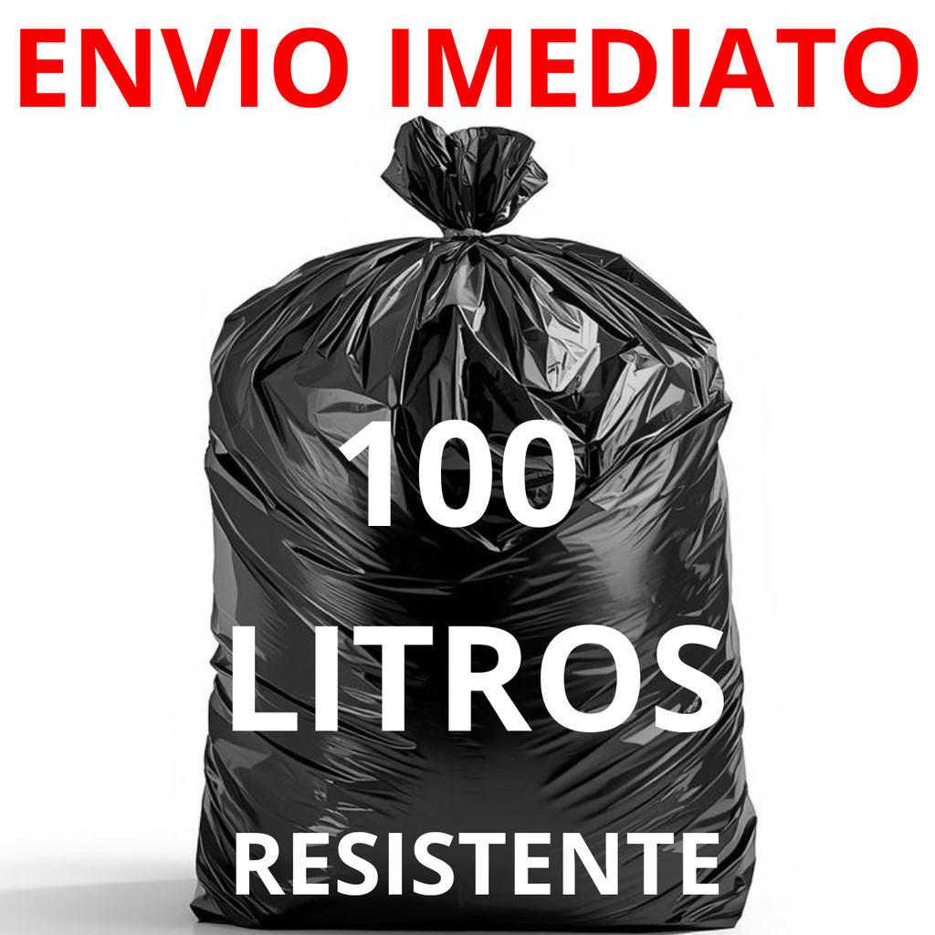 Saco de lixo Preto 100 Litros Pacote com 100 unidades 0.6 micras
