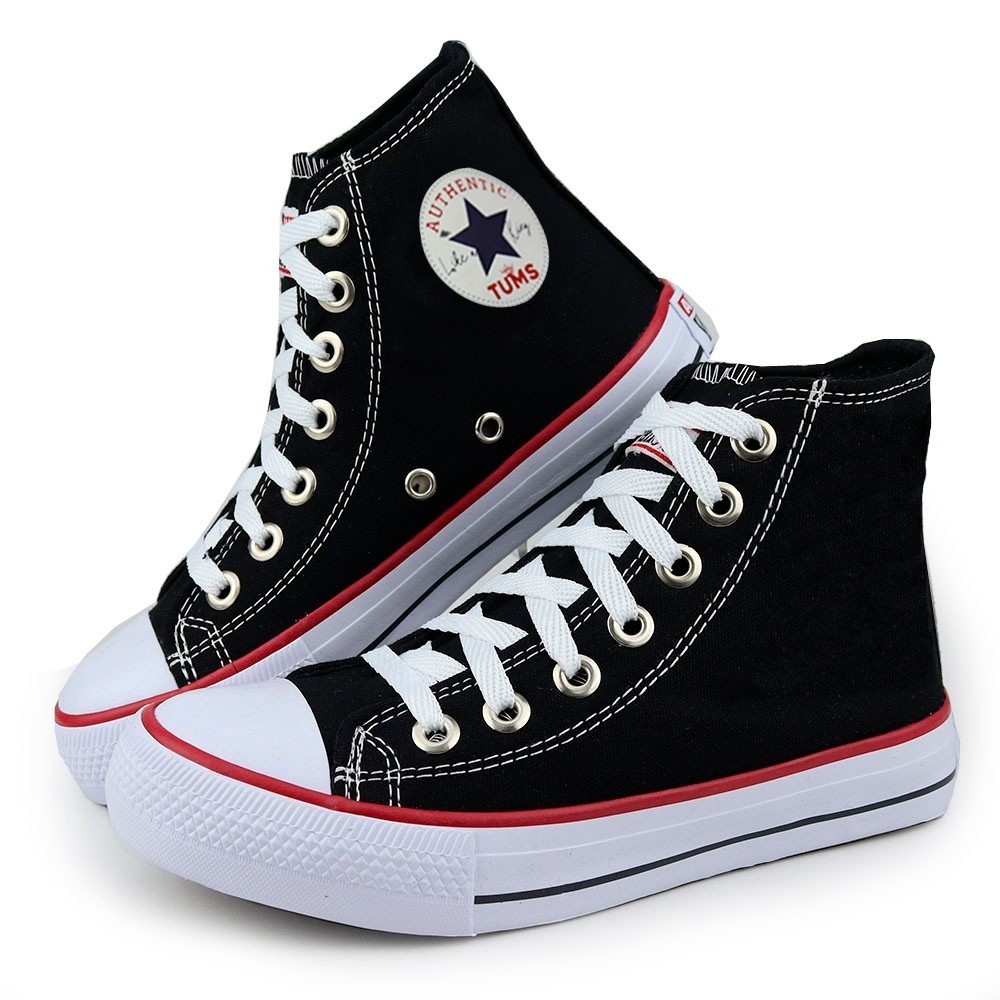 Tênis Feminino E Masculino  All Preto Cano Alto Star Tradicional Tecido Premium Confortável